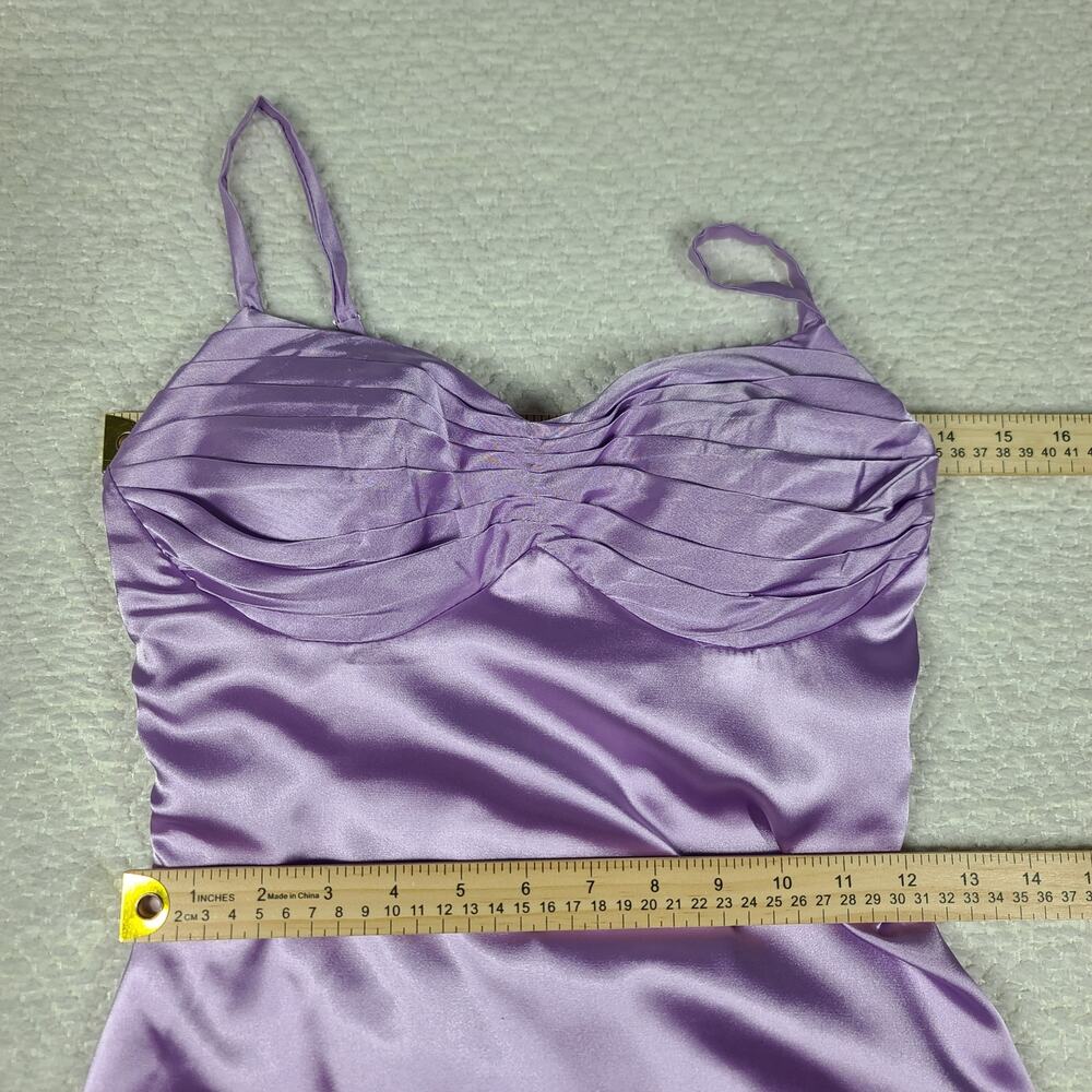 Satin pleated bust Party HOCO Mini dress purple SZ 0 Cocktail party formal - Picture 9 of 12